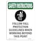 Signmission OSHA INSTRUCTIONS Sign, Follow Fall Protection, 14in X 10in Rigid Plastic, 10" W, 14" H, Portrait OS-SI-P-1014-V-11474 - alternate 1